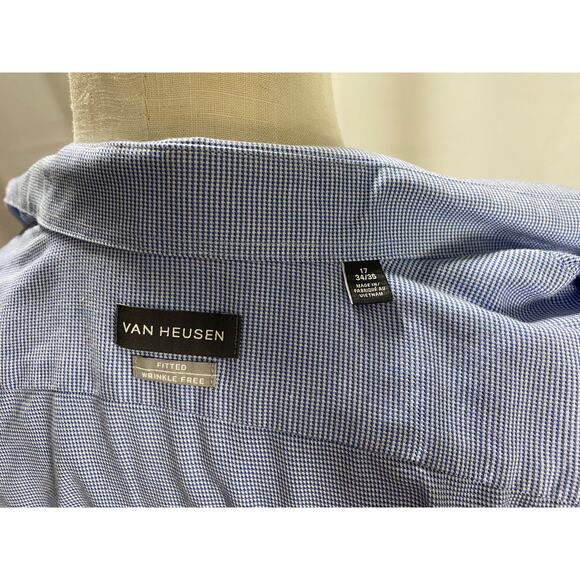 Van Heusen Fitted Long Sleeve Button Down Cotton Blend Shirt Size 17 34/35 - Picture 4 of 8